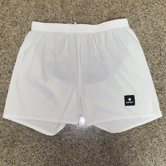 Saysky Running Shorts 5" Lined Zippered Pocket White Mens Extra Large XL - Picture 1 of 5